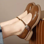 Damen Mary Jane Ballerinas mit elegantem Riemen und bequemem Fußbett R&B