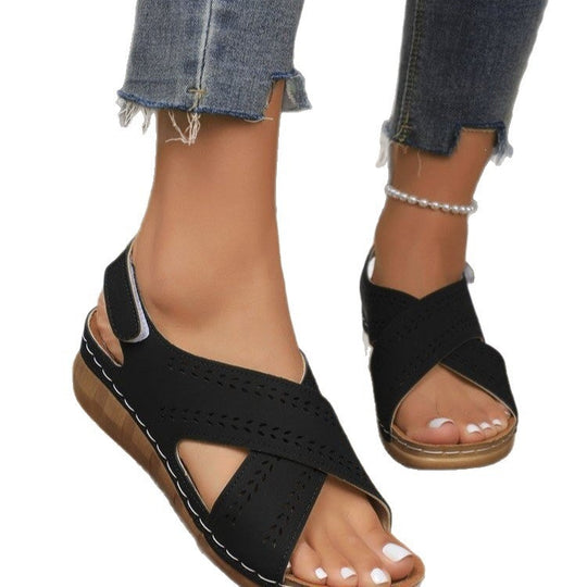 Damen Komfortable und atmungsaktive Sandalen mit Klettverschluss R&B