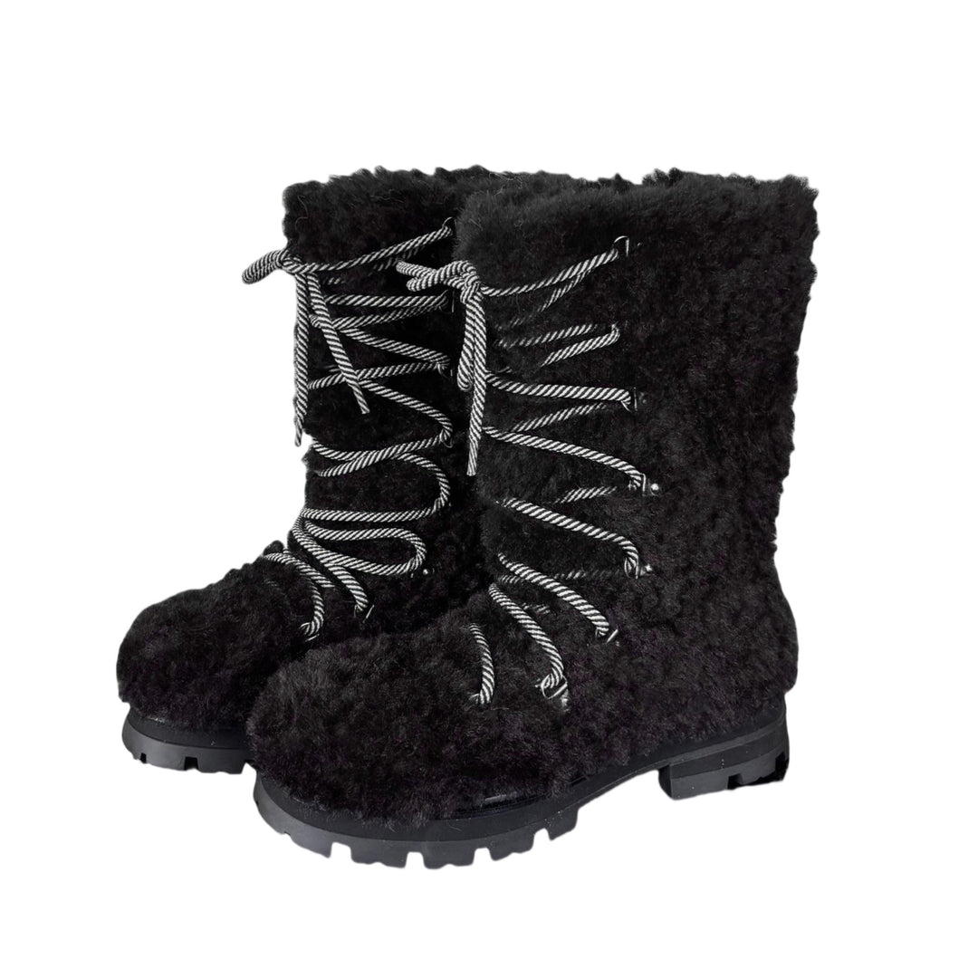Damen Warmfutter Stiefel mit robuster Sohle und modischem Schnürdesign R&B