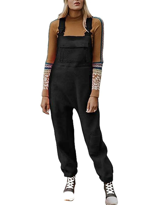 Damen Flauschiger Overall mit verstellbaren Trägern und Eingrifftaschen R&B