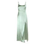 Damen Figurschmeichelndes Maxikleid mit seitlichem Schlitz und Spaghettiträgern R&B