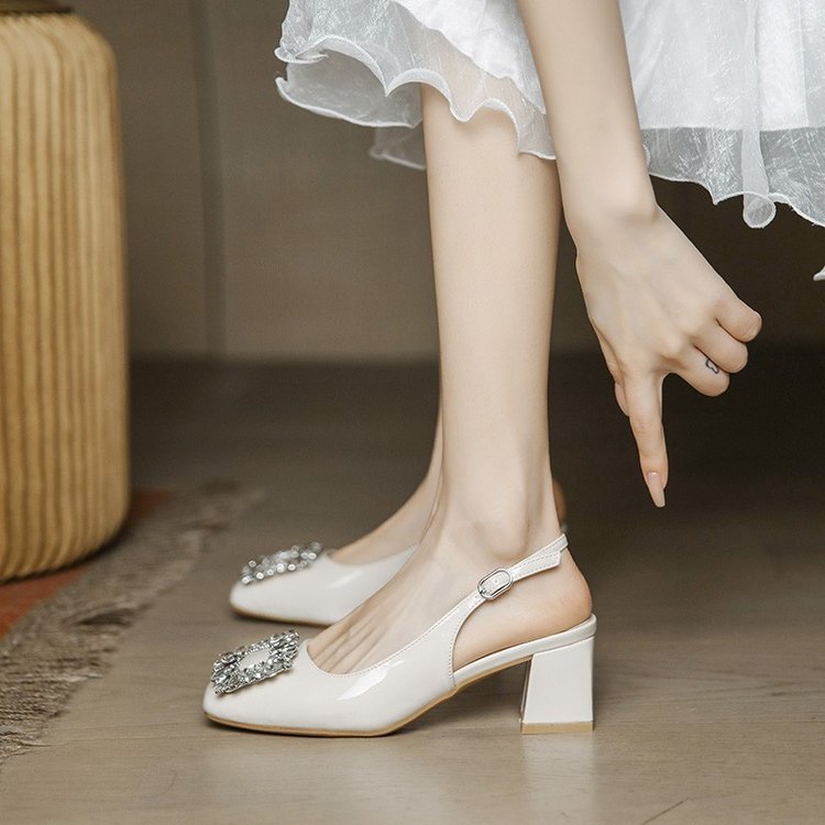 Damen elegante Slingback-Pumps mit funkelndem Schmuckdetail R&B