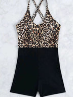 Damen Sportlicher Schwimmanzug mit stylischem Leopardenmuster R&B