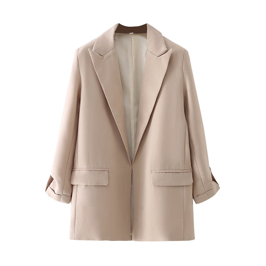 Damen elegante Blazerjacke mit modernem Schnitt und strukturiertem Gewebe R&B