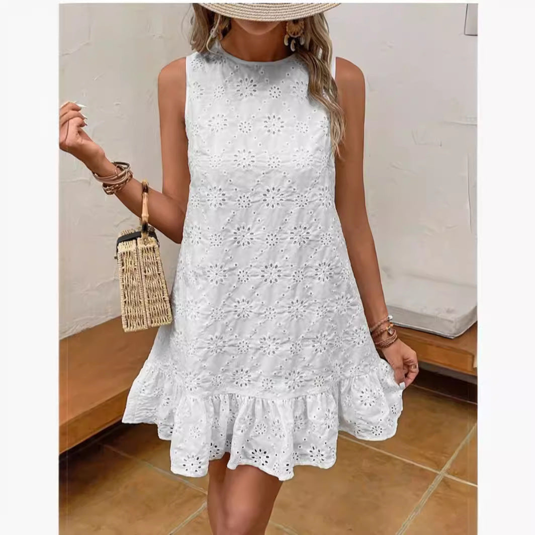 Damen Sommerkleid mit Spitzendetails und Volants R&B