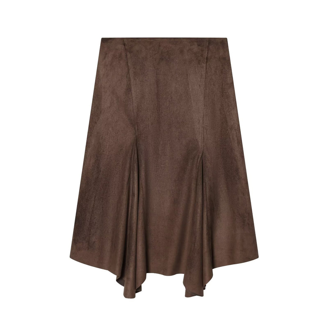 Damen A-linien Rock aus weichem Wildlederimitat mit elegantem Fall R&B