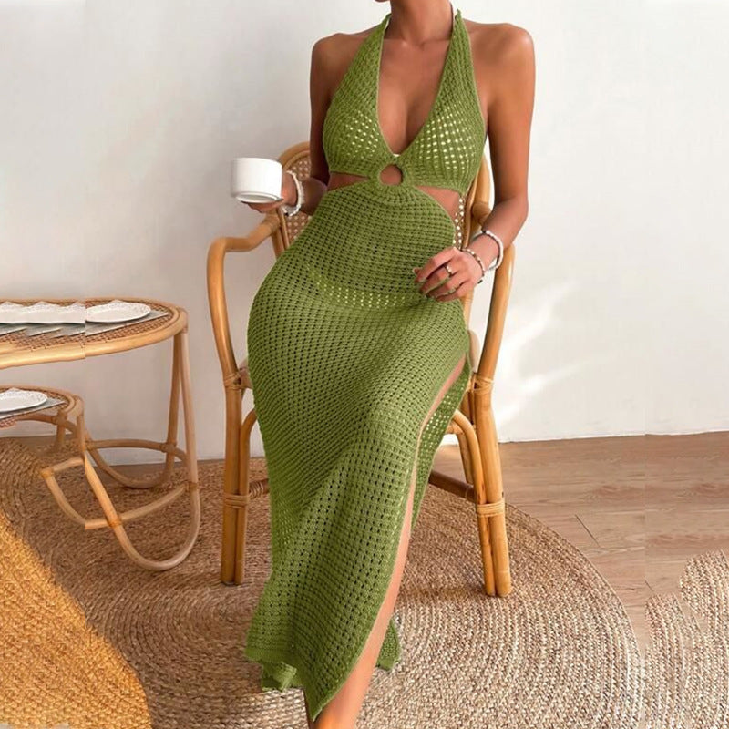 Damen elegantes Häkelkleid mit tiefem Ausschnitt R&B