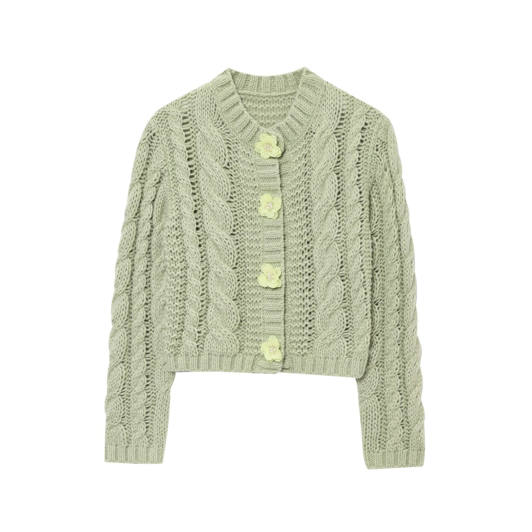 Damen cropped Strickjacke mit floralem Detail R&B