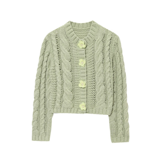 Damen cropped Strickjacke mit floralem Detail R&B