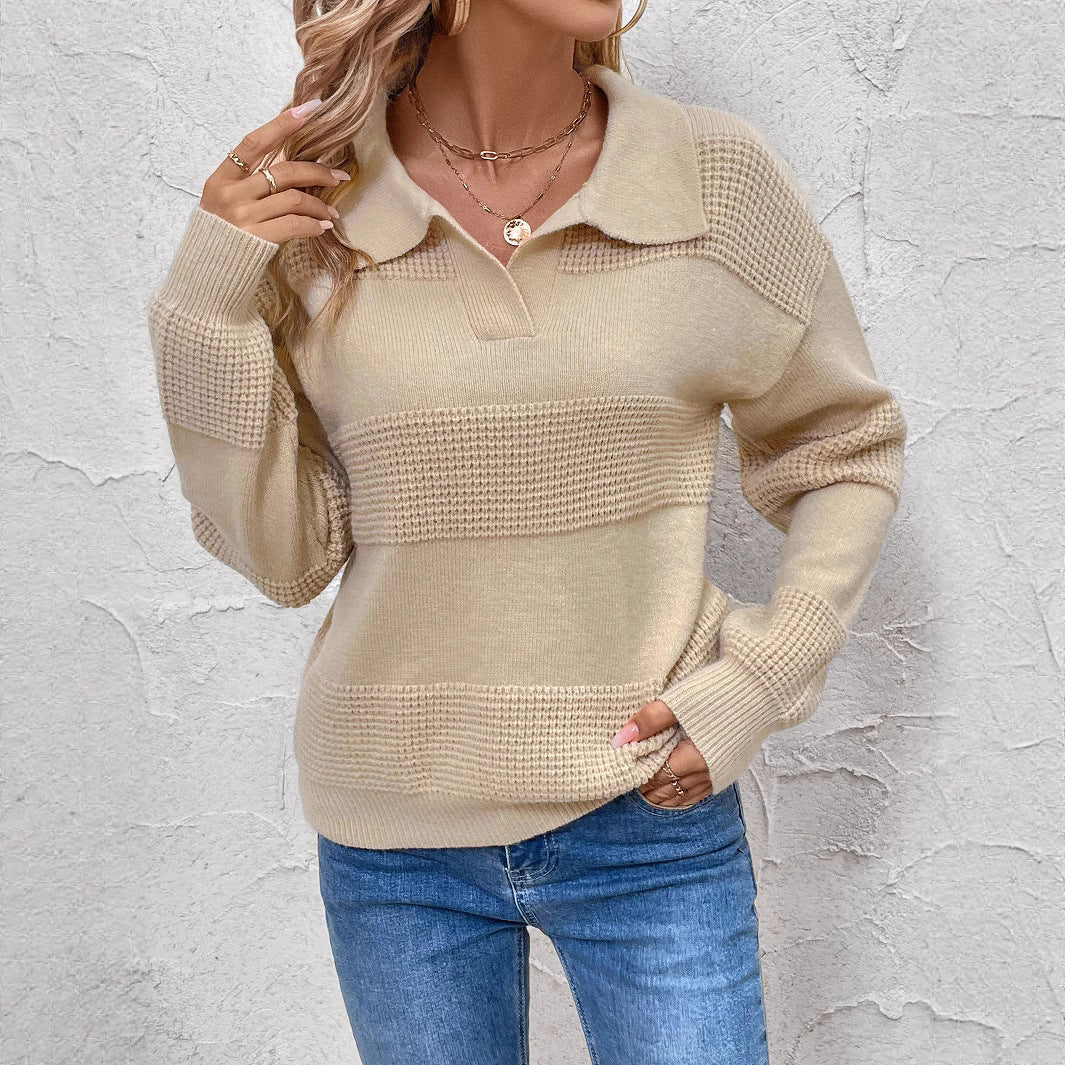 Damen Modischer Strickpullover mit detailreichen Strukturstreifen R&B