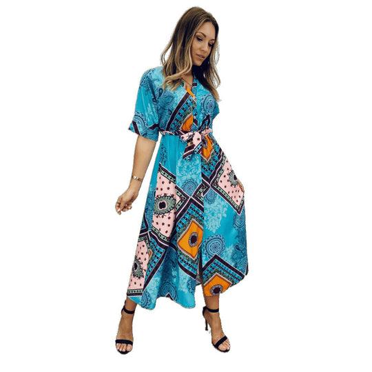 Damen Bohemian Wickelkleid R&B