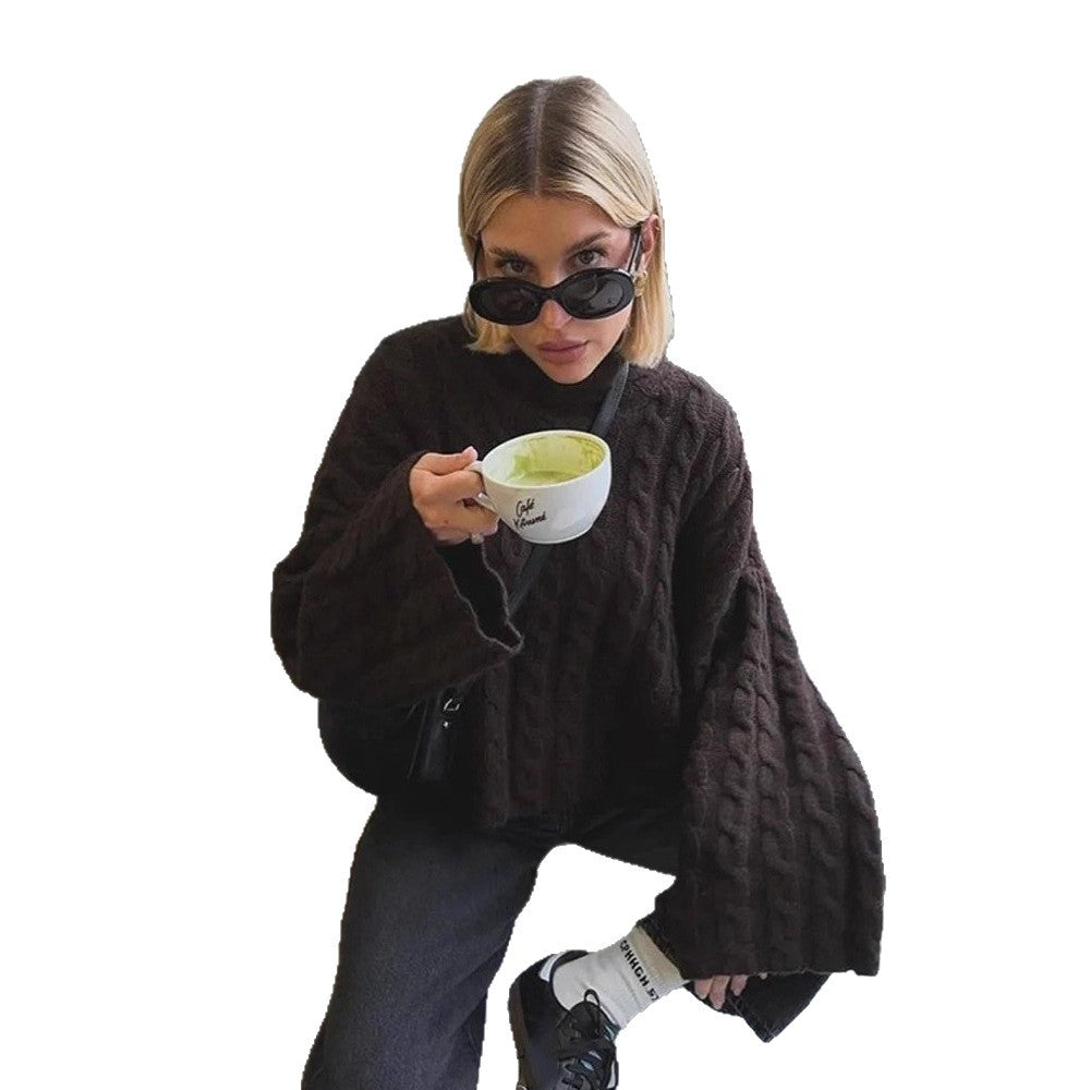 Damen modischer Rollkragenpullover aus strukturiertem Strickmaterial R&B