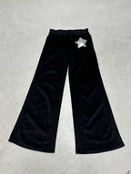 Damen Bequeme Velours-Hose mit weitem Bein und stylischer Sternenapplikation R&B