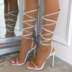 Damen Riemchen High Heels mit funkelnden Glitzer-Applikationen und verstellbarem Knöchelband EB