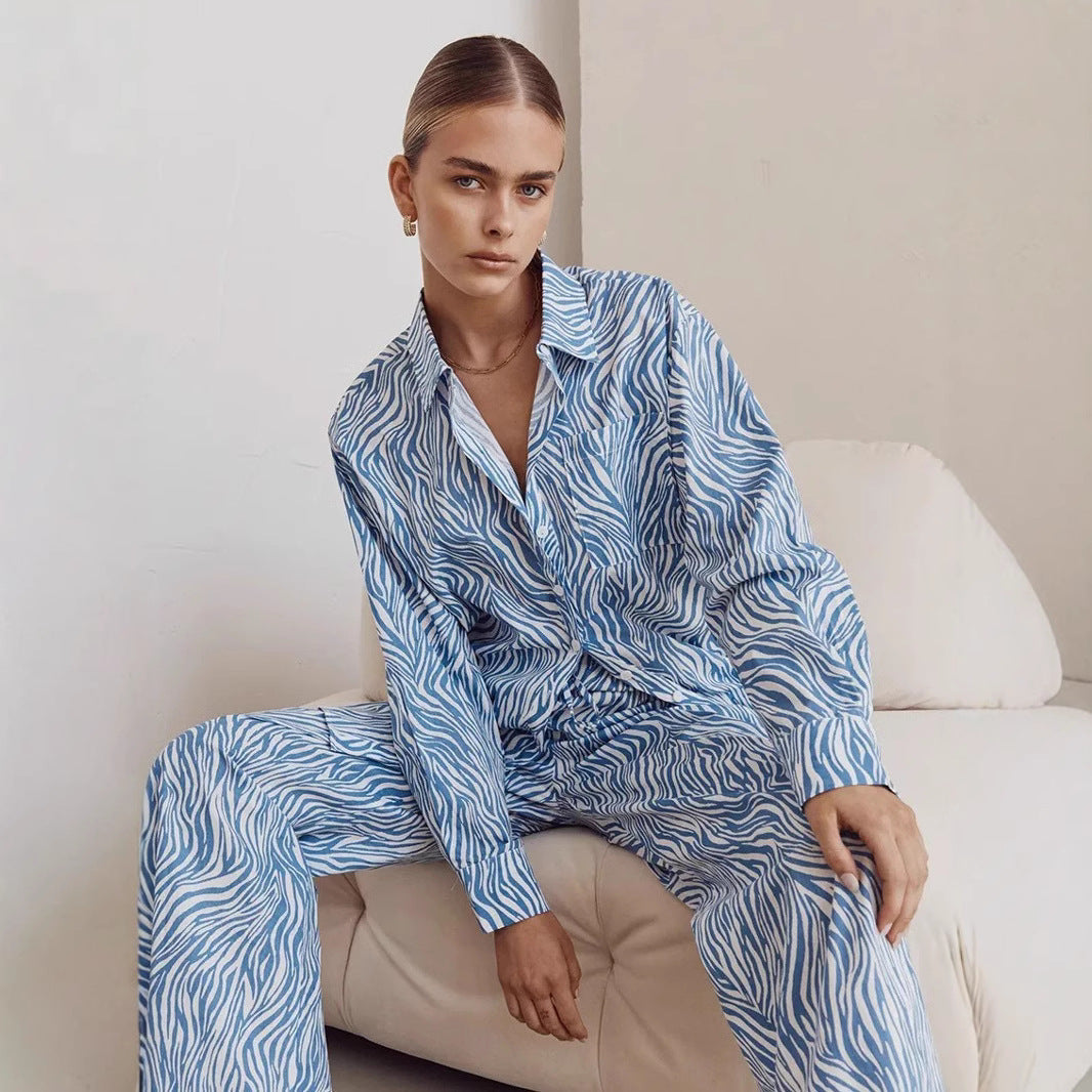 Damen Stilsicheres Lounge-Set aus leichter Baumwolle mit trendigem Zebra-Print R&B