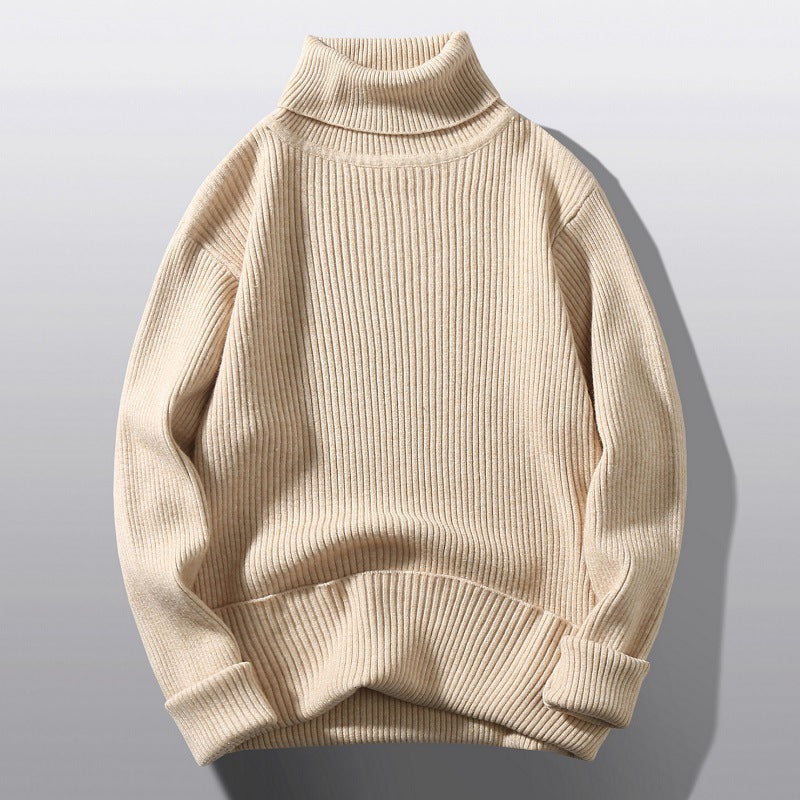 Herren bequemer Rollkragenpullover aus strukturiertem Strick R&B