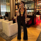 Damen Eleganter und figurbetonter Jumpsuit mit flared Hosen R&B