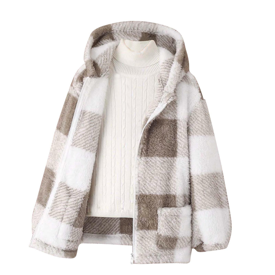 Damen Fleecejacke mit kariertem Muster und praktischen Taschen R&B