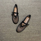 Damen Ballerina-Schuhe mit Netzdesign und verstellbarem Riemen R&B