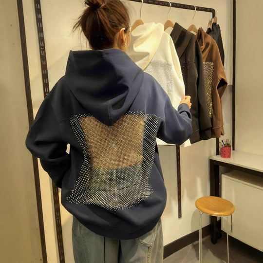 Damen nan Kapuzensweatshirt mit transparenter bestickter Rückenpartie R&B
