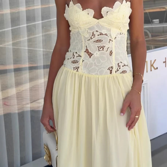 Damen Elegantes Blumendesign Kleid R&B