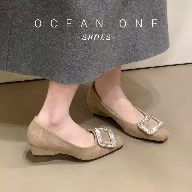 Damen elegante Ballerinas mit schimmerndem Schmuckdetail R&B