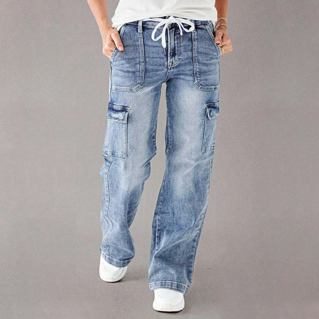 Damen Cargo-Jeans mit lässigem Schnitt und praktischen Taschen R&B