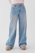 Damen Weite Denim-Jeans mit hohem Bund
