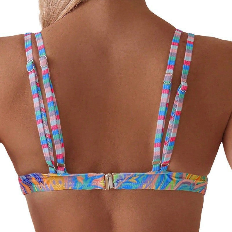 Damen Triangel-Bikinioberteil im verspielten Paisley-Design mit sportlichen Trägern R&B