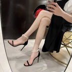 Damen elegante High Heels mit Perlenschmuck R&B