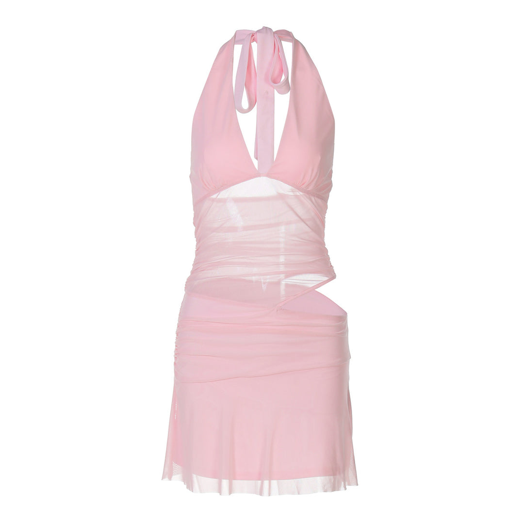 Damen Verspieltes Wickelkleid mit Neckholder-Design und Raffung R&B