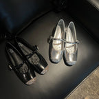 Damen elegante Ballerinas mit funkelnden Akzenten und komfortablem Blockabsatz R&B