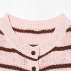 Damen Kurzarm Strickjacke mit Streifenmuster R&B