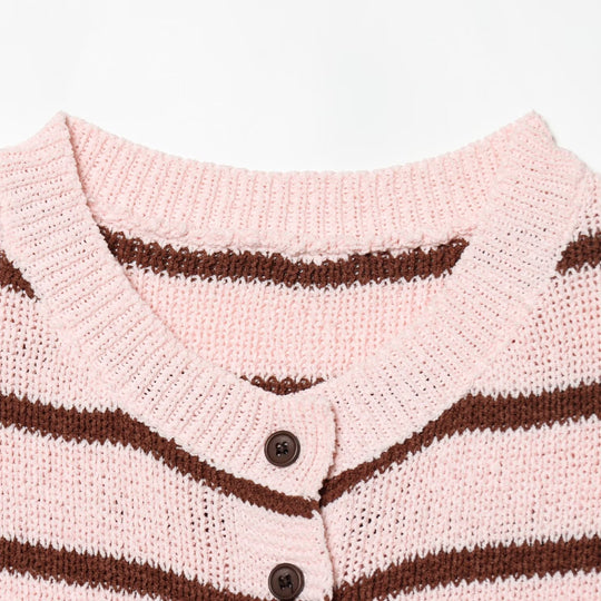 Damen Kurzarm Strickjacke mit Streifenmuster R&B