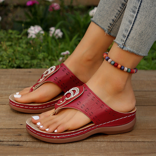 Damen Komfortable Zehentrenner-Sandalen mit modischem Glitzer-Details und ergonomischem Fußbett R&B