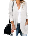 R&B | Gestrickter Cardigan Langärmlig Lockere Passform Offene Front mit Großen Taschen