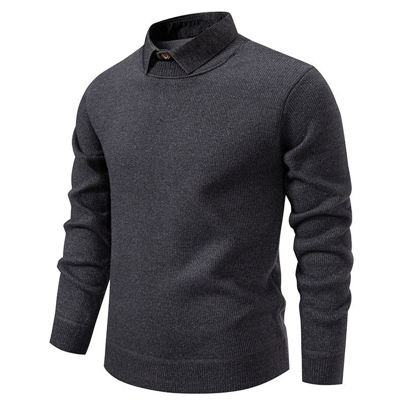 R&B | Herren Strickpullover mit Kontrastkragen