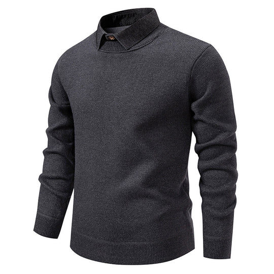 R&B | Herren Strickpullover mit Kontrastkragen
