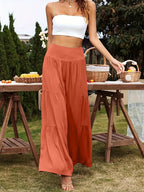 Damen Weite Sommerhose mit hohem Taillenbund und luftigen Falten R&B
