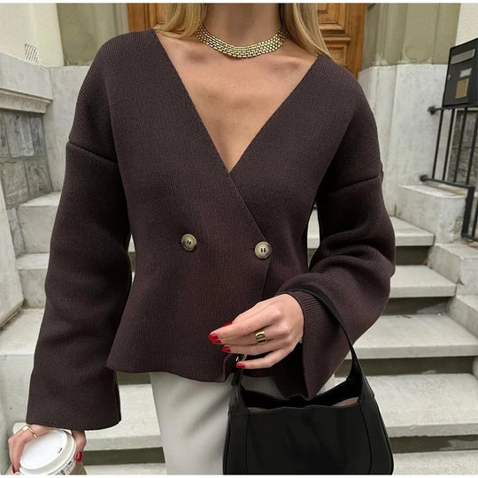 Damen Eleganter Wickelcardigan R&B