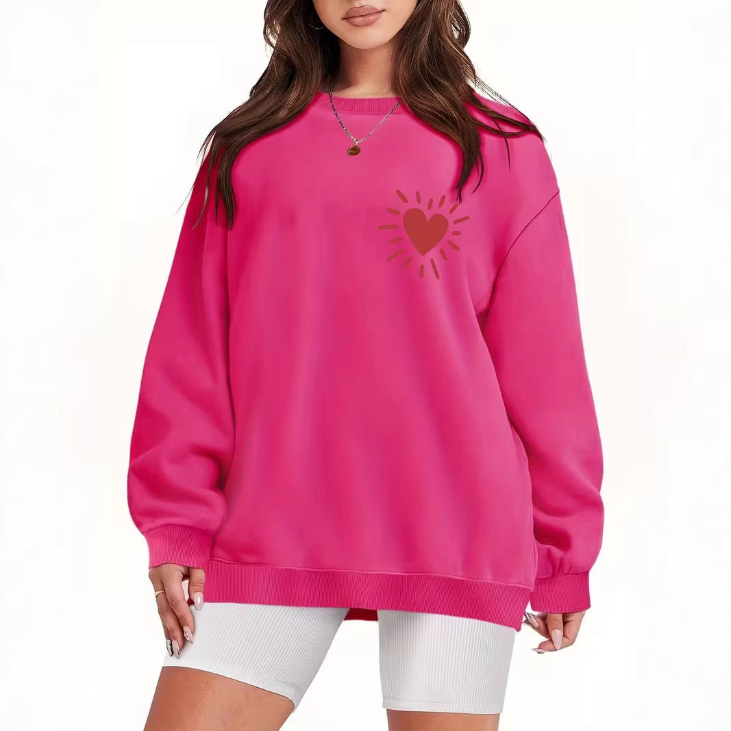 Damen Sweatshirt mit lässigem Herzmotiv und übergroßem Schnitt
