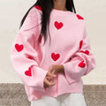 Damen Bequemer Sweater mit Herzmuster