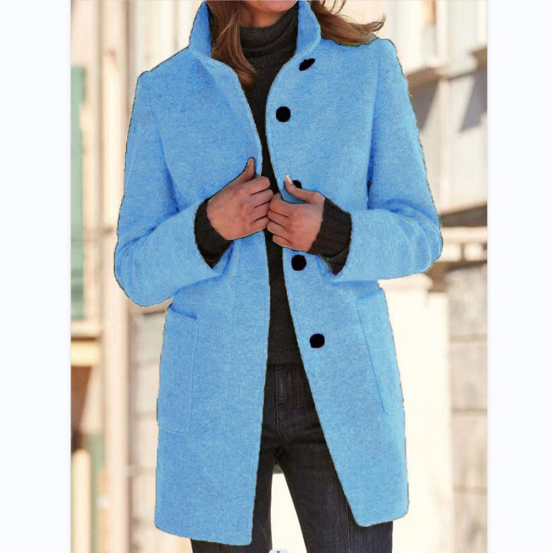 Damen elegante Wolljacke mit praktischen Taschen und Knopfverschluss R&B