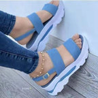 Damen Komfortable Plateau-Sandalen mit breiten Riemen und innovativer Sohle R&B