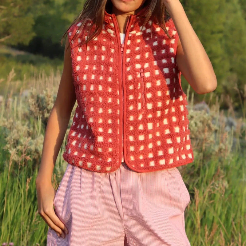Damen Wendemantel aus kuscheligem Sherpa-Material mit stylishen Karomuster R&B
