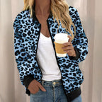 Damen sportliche Leopardenmuster Bomberjacke R&B