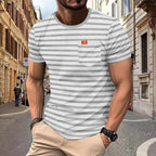 Herren gemustertes T-Shirt mit Brusttasche R&B