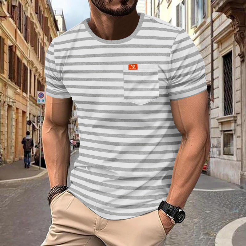 Herren gemustertes T-Shirt mit Brusttasche R&B