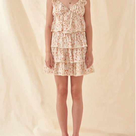 Damen schwingender Minirock mit floralen Rüschendetails R&B