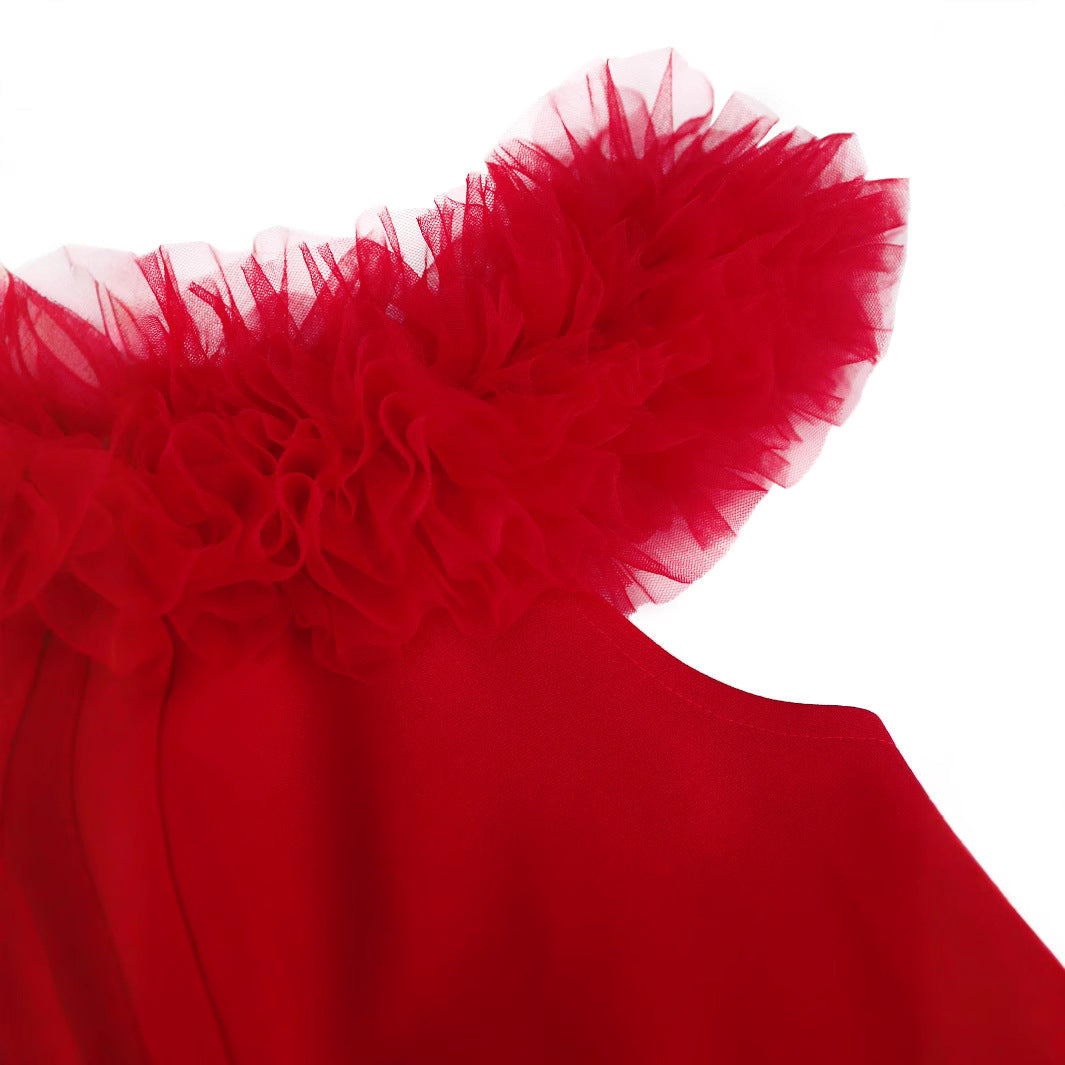 Damen elegantes Kleid mit fransigen Akzenten R&B